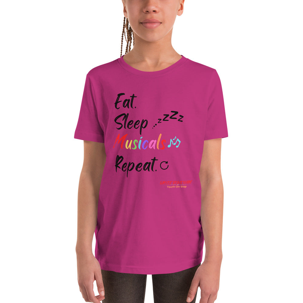 YOS  - "Eat Sleep Musicals" Youth Short Sleeve T-Shirt