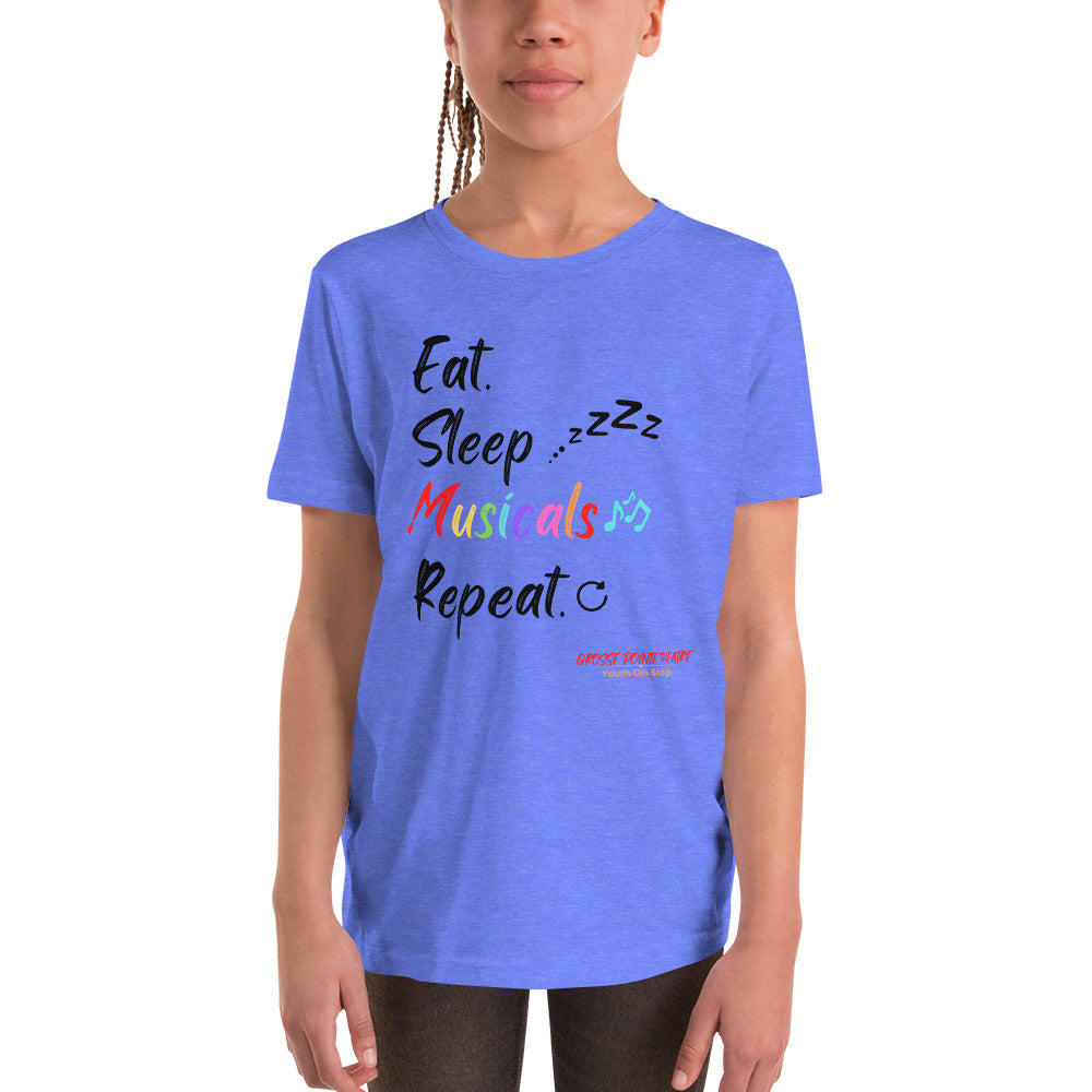 YOS  - "Eat Sleep Musicals" Youth Short Sleeve T-Shirt