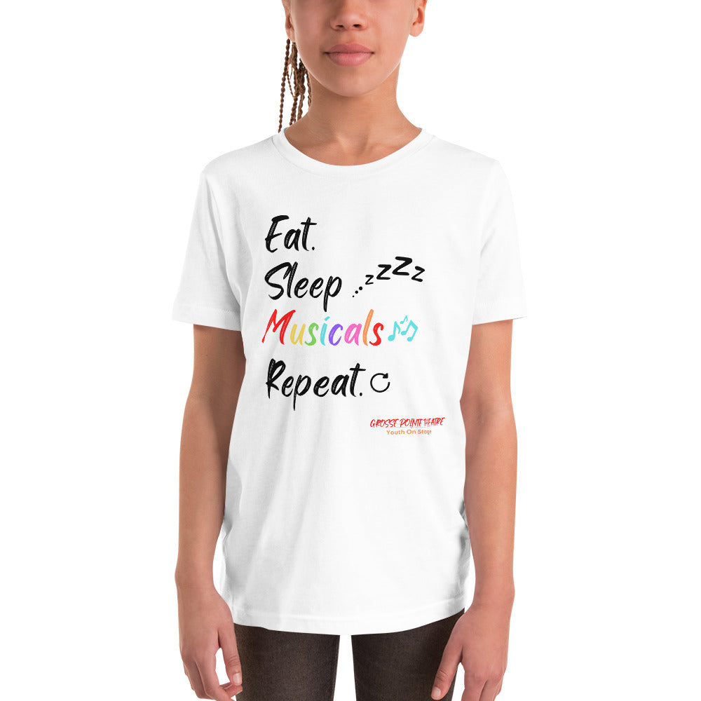 YOS  - "Eat Sleep Musicals" Youth Short Sleeve T-Shirt